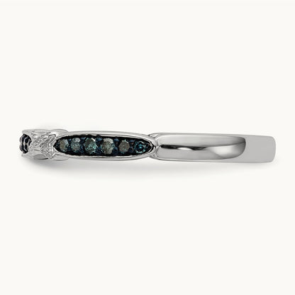 Blue Diamond Band, 14K White Gold