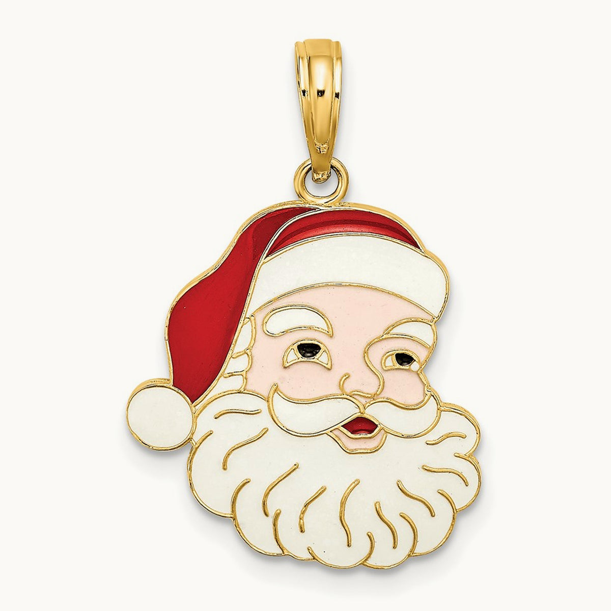 w/ Enamel Santa Face Charm, 14K