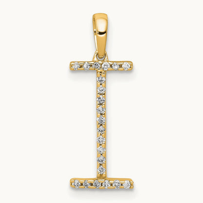 Diamond Letter I Initial Pendant, 14K