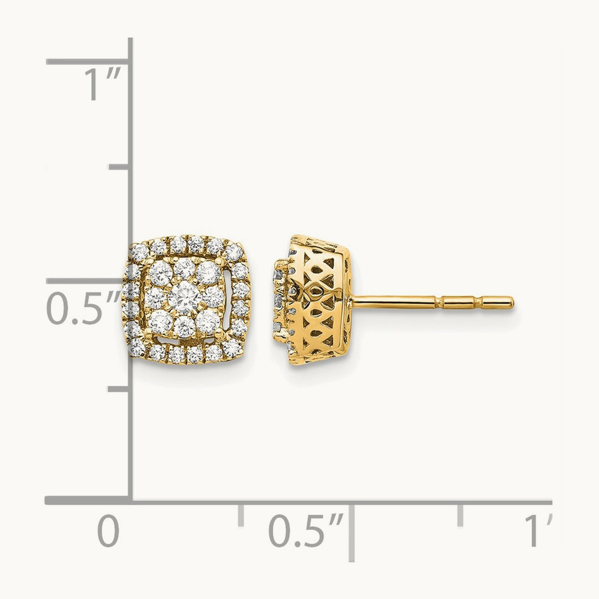 Diamond Post Earrings — 14K Yellow Gold