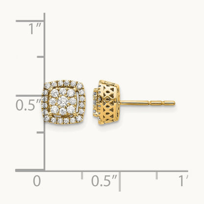 Diamond Post Earrings — 14K Yellow Gold