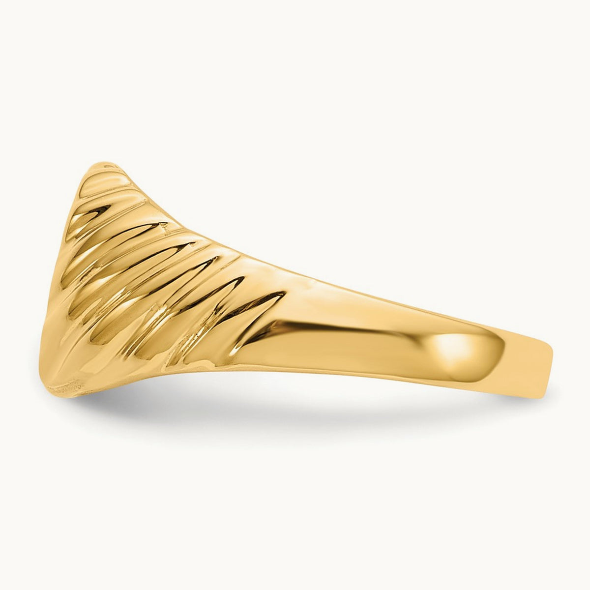 Polished Baby Rectangle Signet w/Stripes Ring, 14K Gold