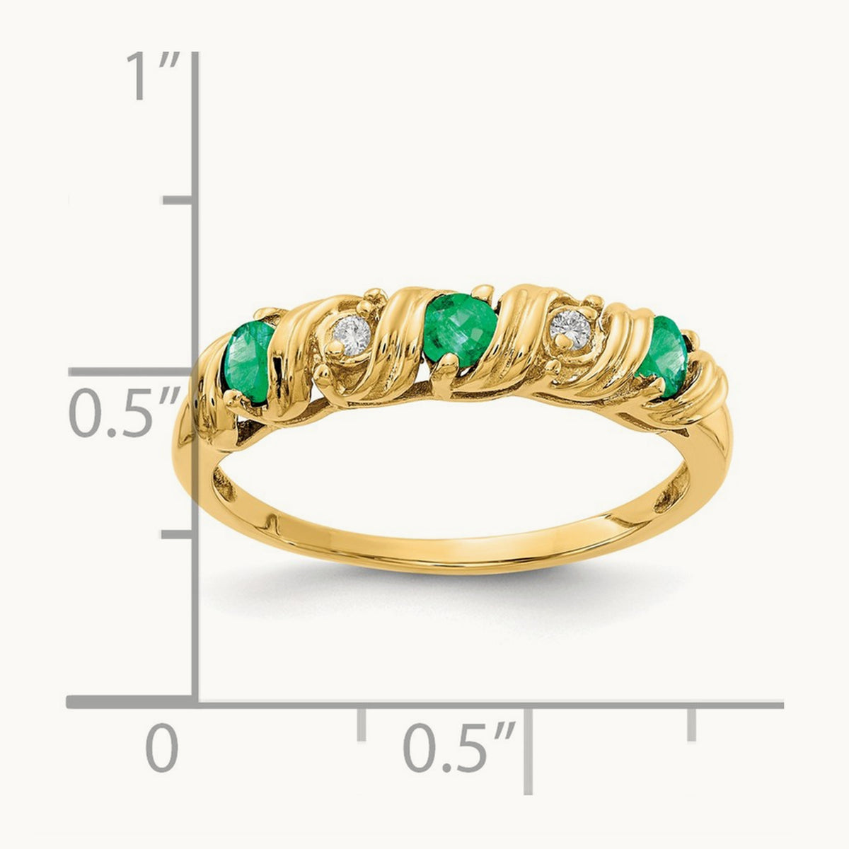 Emerald AA Diamond ring — 14K Yellow Gold