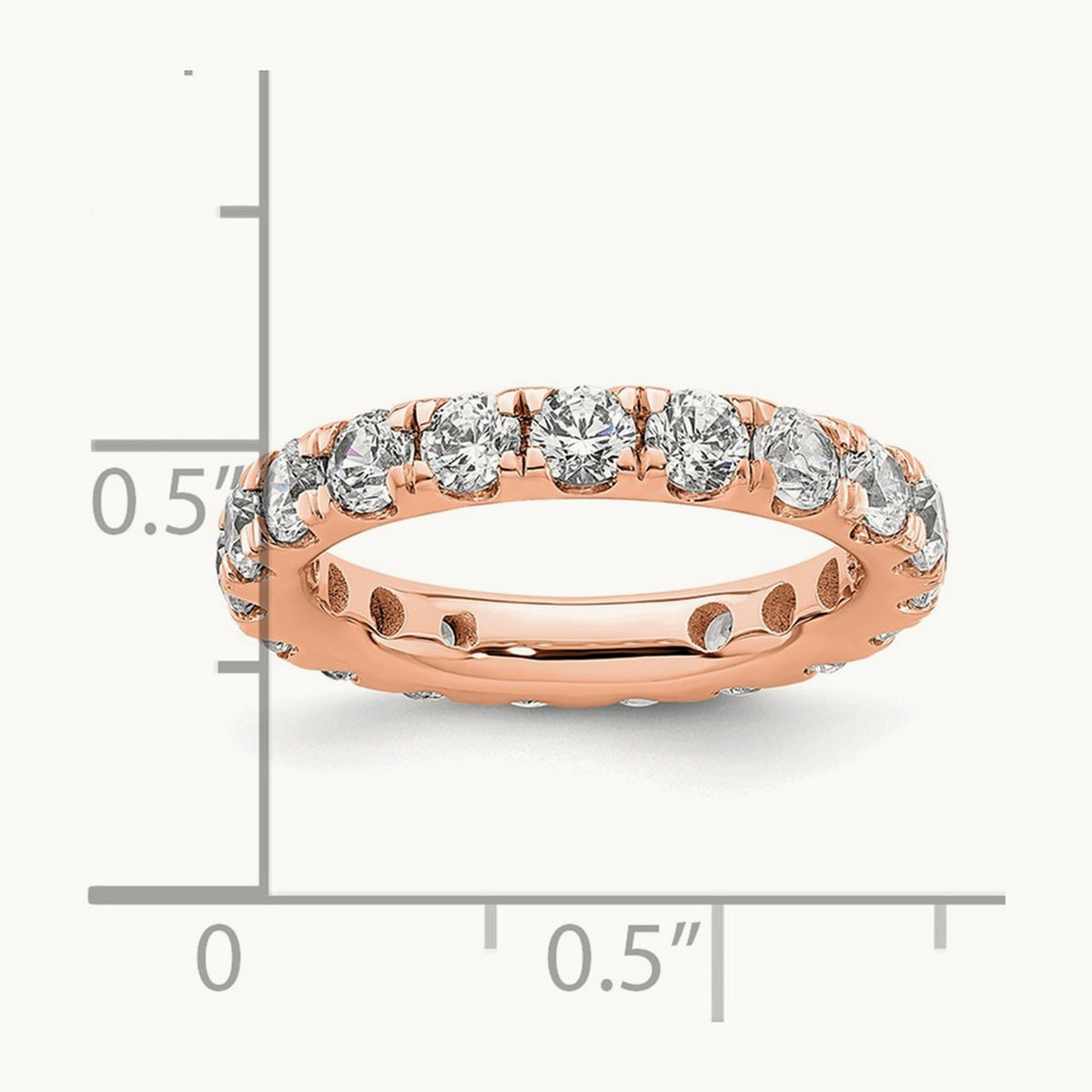 Polished U Shared Prong Diamond Eternity Band, 2.00 ct tw — 14K Rose Gold