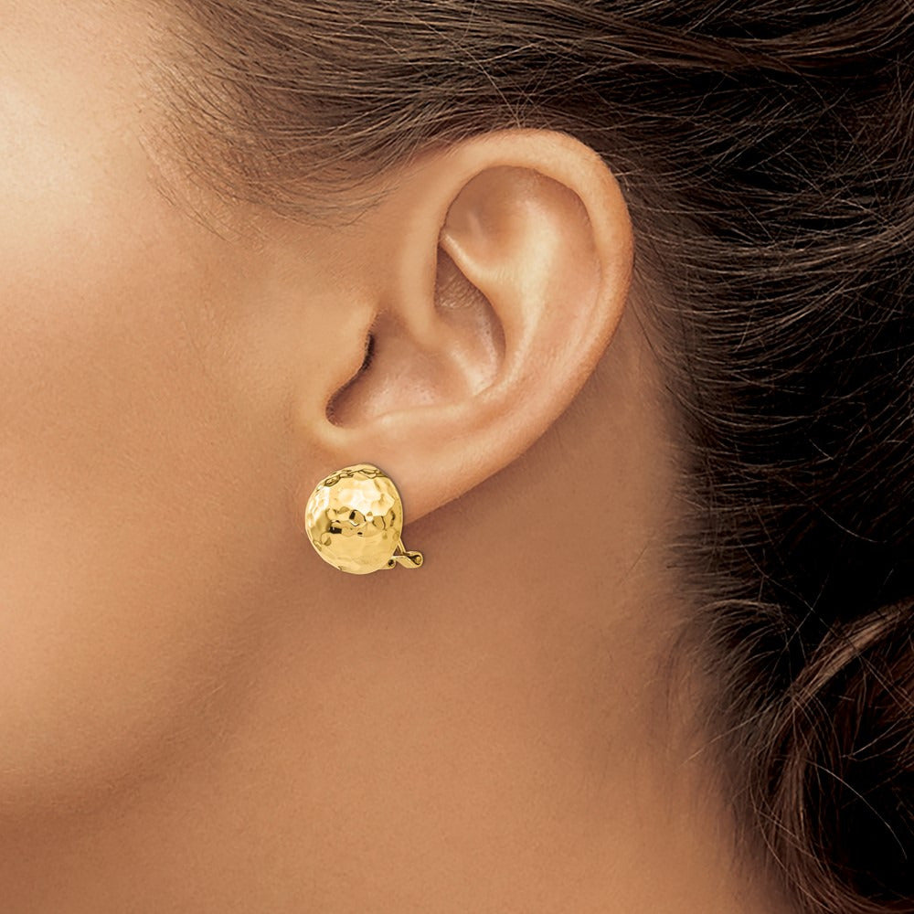 Omega Clip Hammered Non-pierced Earrings — 14mm