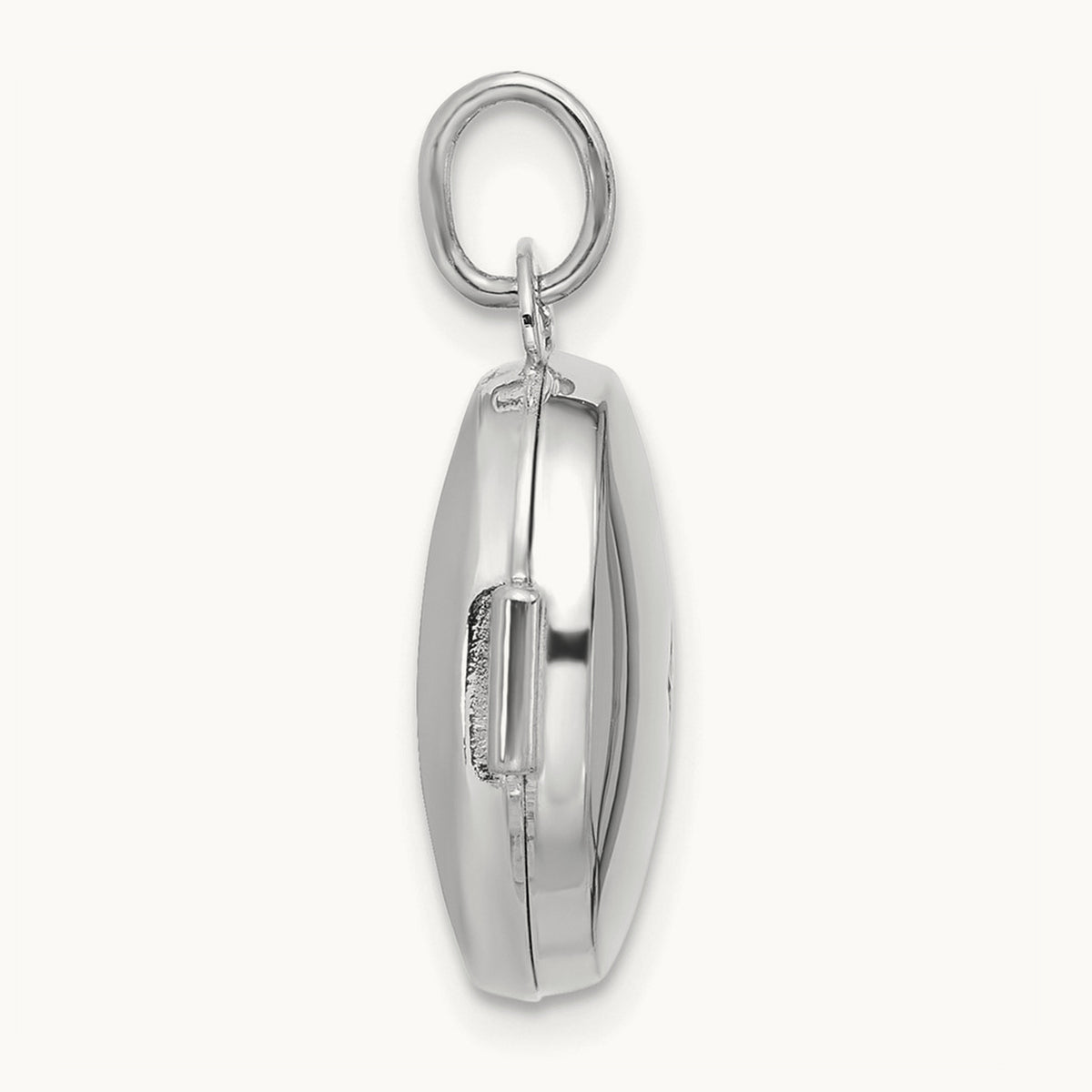 Polished Diamond Round Locket, 16mm, 14K White Gold