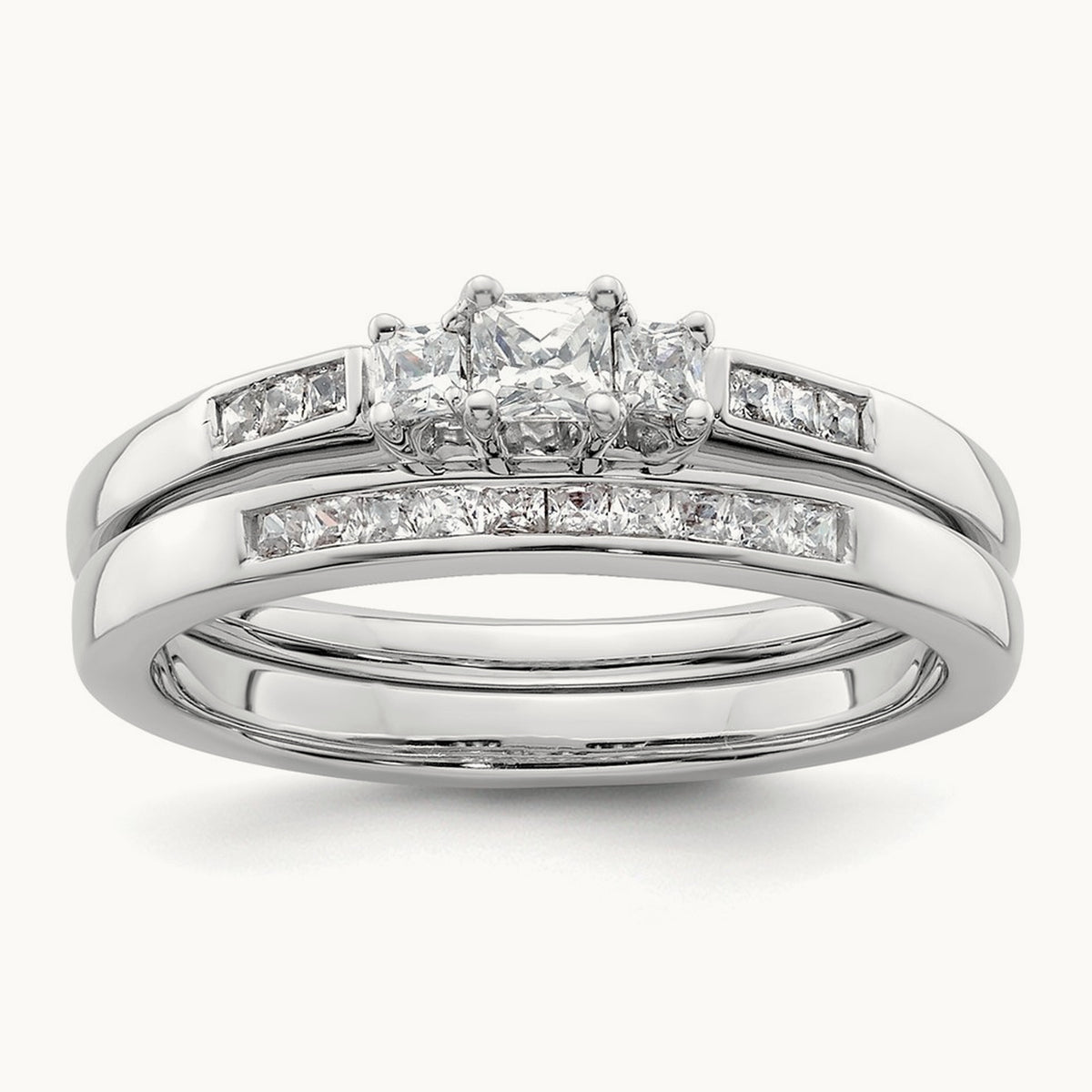3-Stone Semi-Mount Engagement Ring, 0.10-0.25 ct tw — 1/10 ct, 14K White Gold