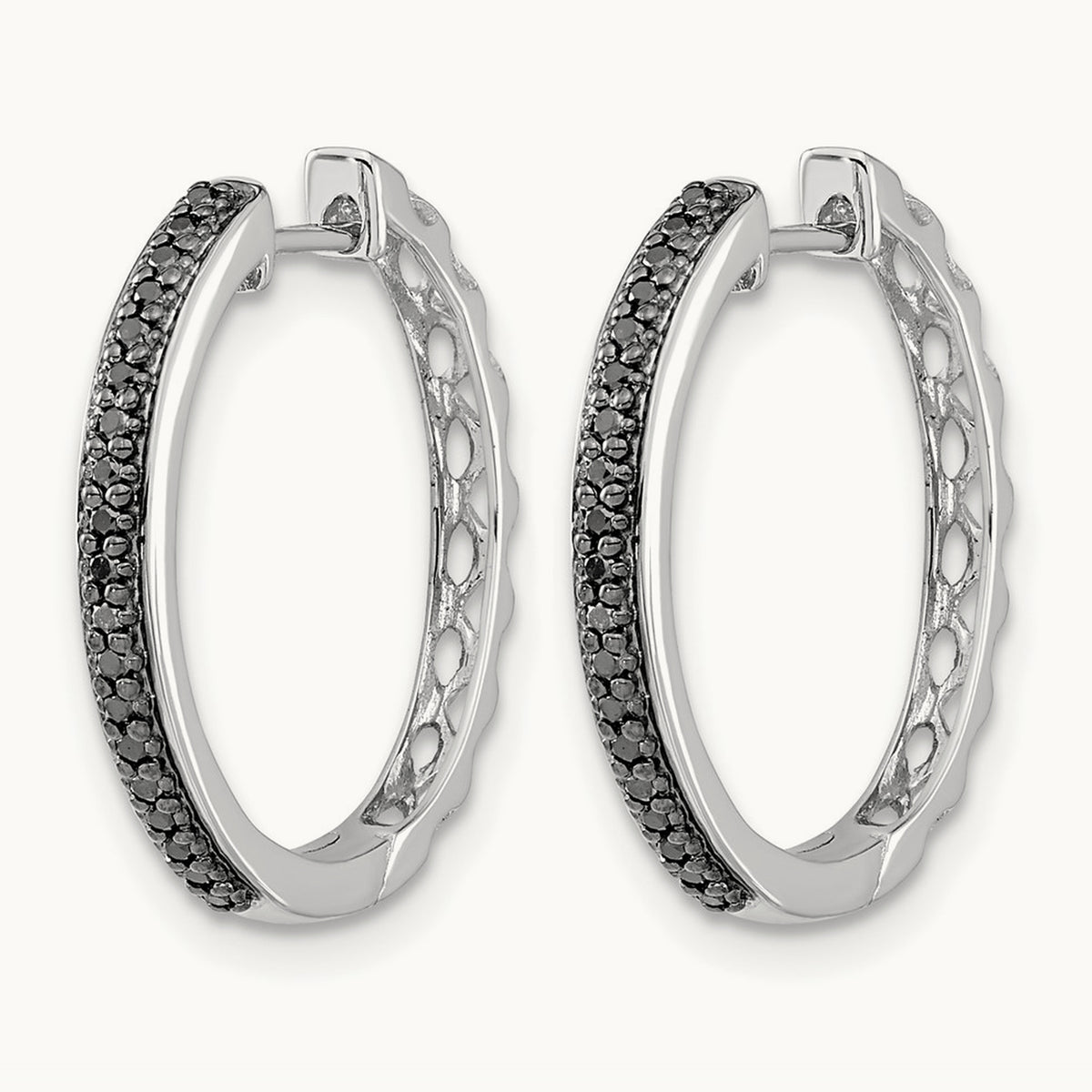 Black Diamond Hinged Hoop Earrings — photo set