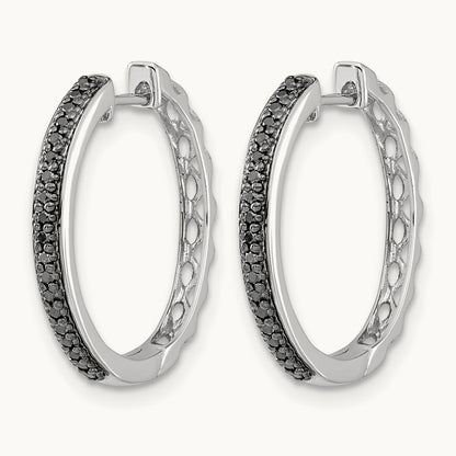 Black Diamond Hinged Hoop Earrings — photo set