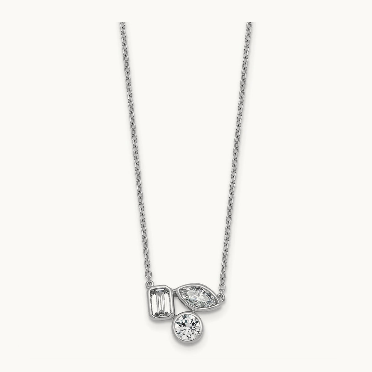 3 Stone Necklace, 1.00 ct tw Lab-Grown Diamond