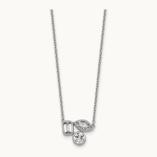 3 Stone Necklace, 1.00 ct tw Lab-Grown Diamond