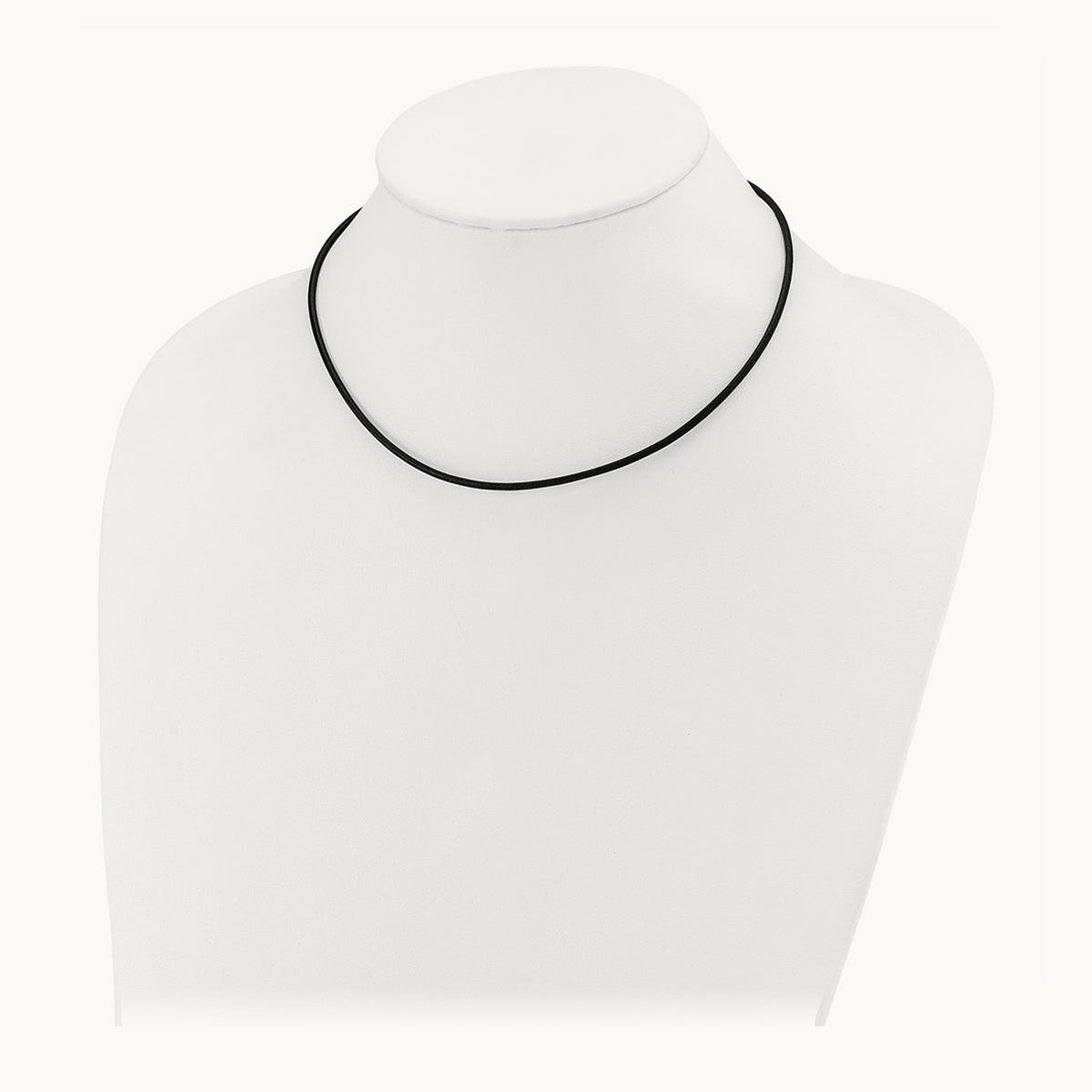 16in Black Leather Cord Necklace — 14K Yellow Gold, 2mm