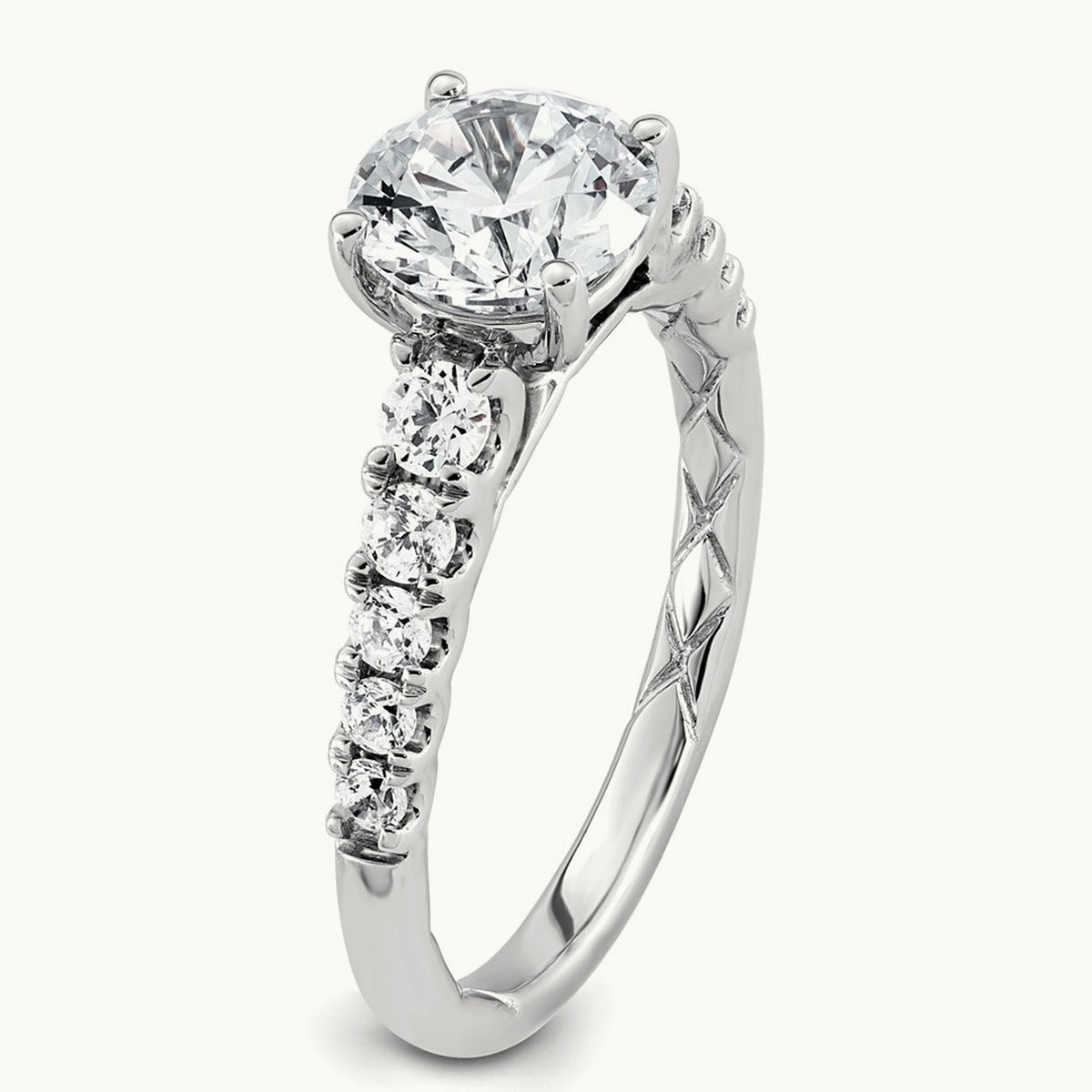 2 Round Engagement Ring, 2.00 ct tw Lab-Grown Diamond — 14K White Gold
