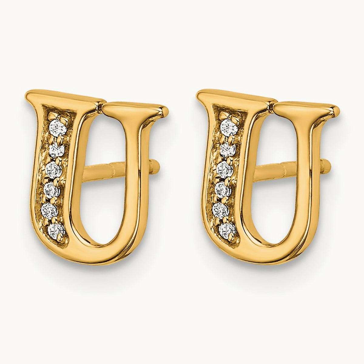 Diamond Earrings — 14K Yellow Gold, 8mm, U