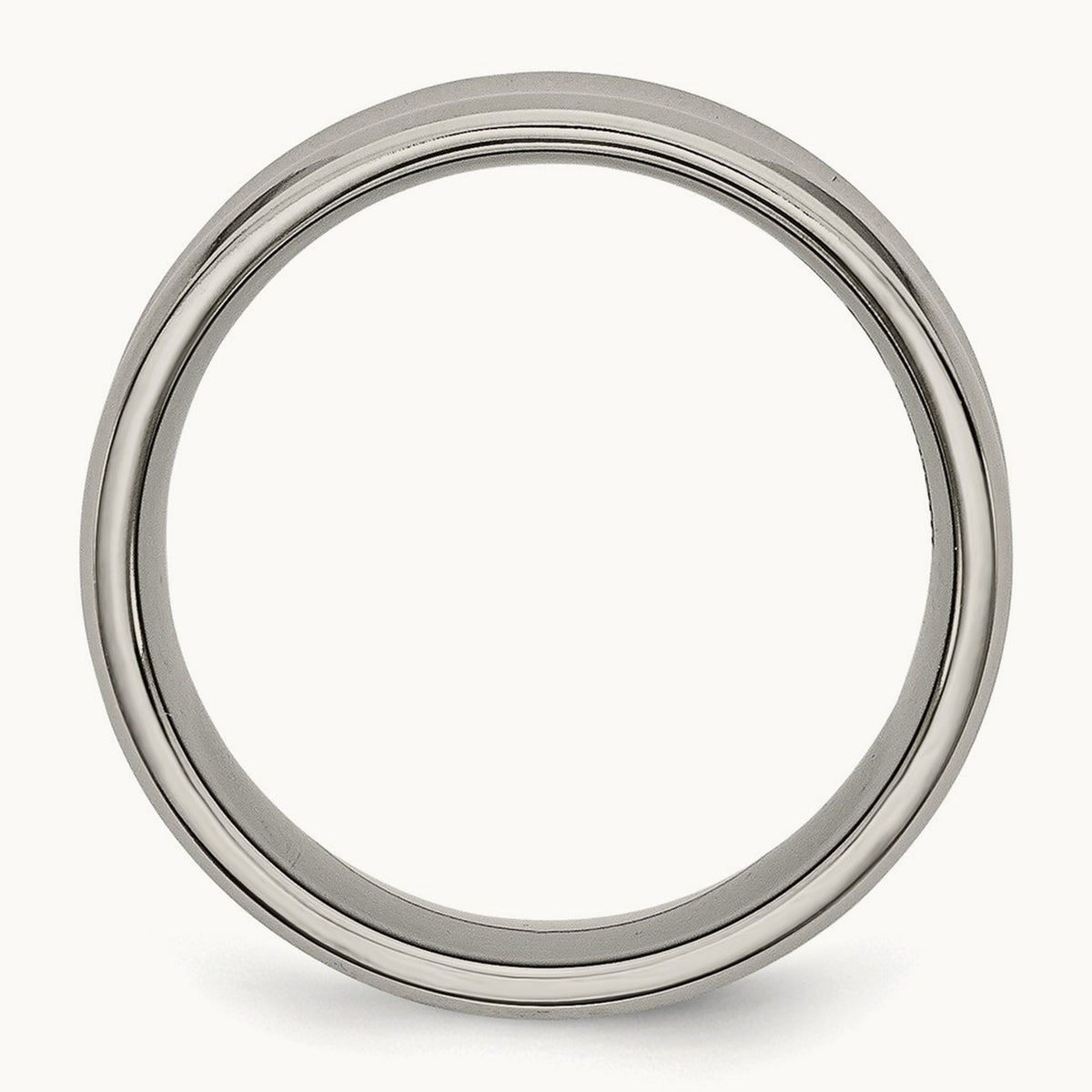 Polished Concave Beveled Edge Band, 8mm, Titanium