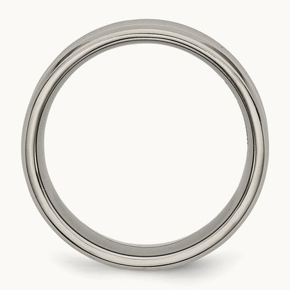 Polished Concave Beveled Edge Band, 8mm, Titanium