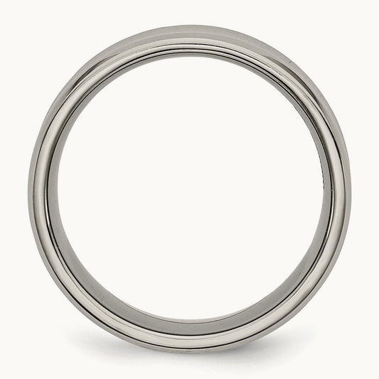 Polished Concave Beveled Edge Band, 8mm, Titanium