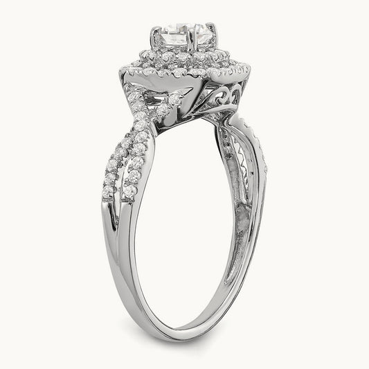 Double Halo Engagement Ring, 0.75 ct tw Lab-Grown Diamond