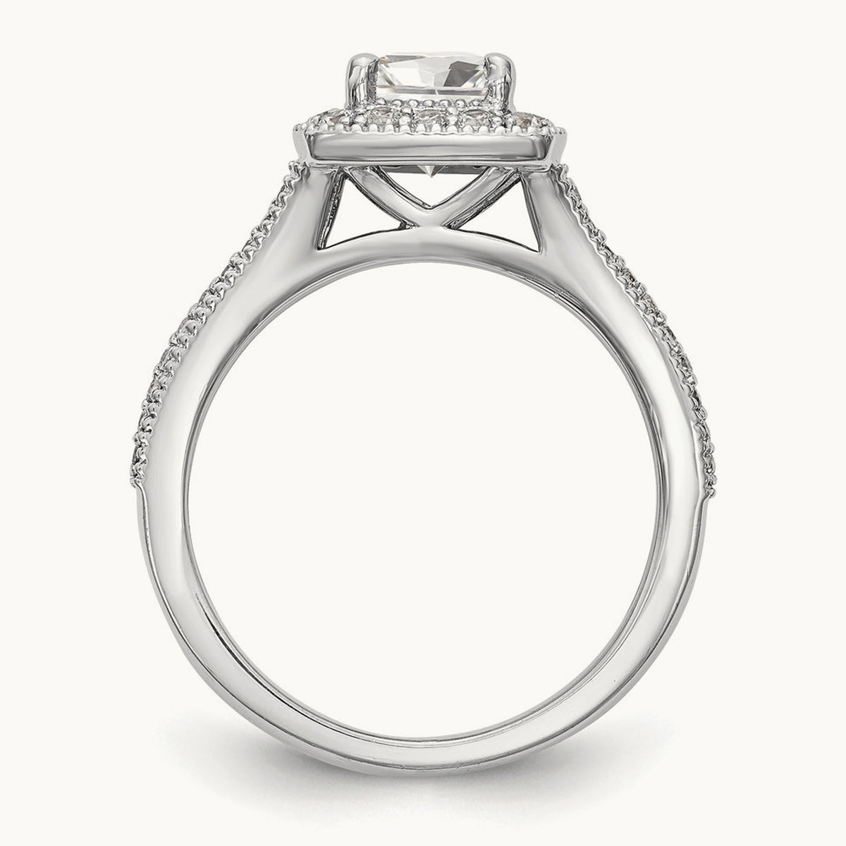 Princess Semi-Mount Halo Engagement Ring — 2/5 ct, 7