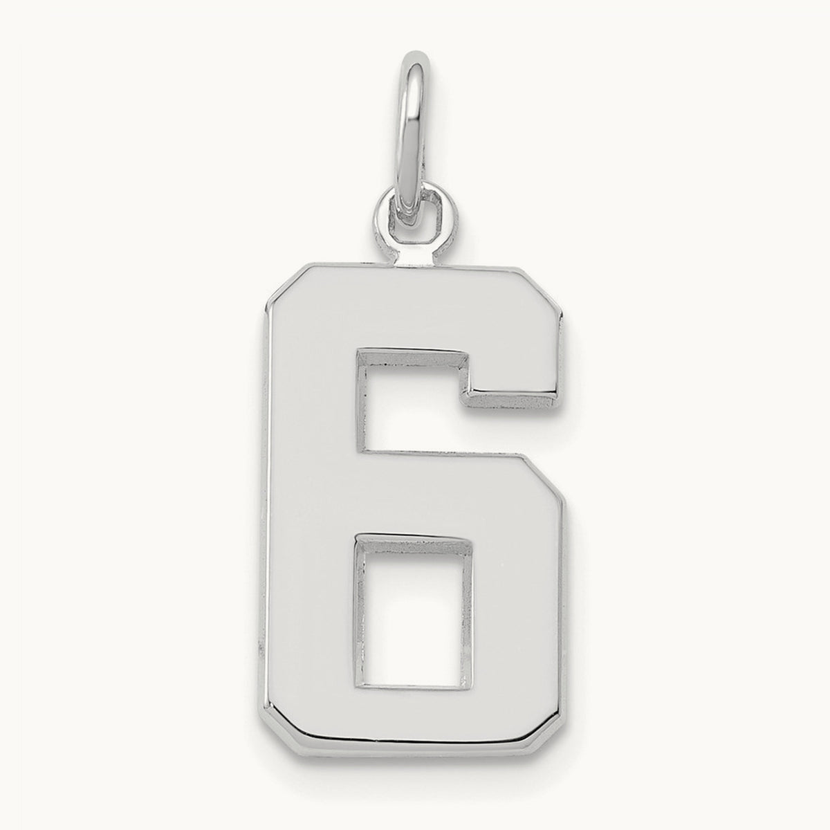 Medium Polished Number 6 Charm — 14K White Gold, 17.75mm