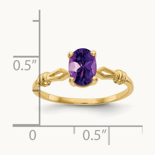7x5mm Oval Amethyst ring, 14K