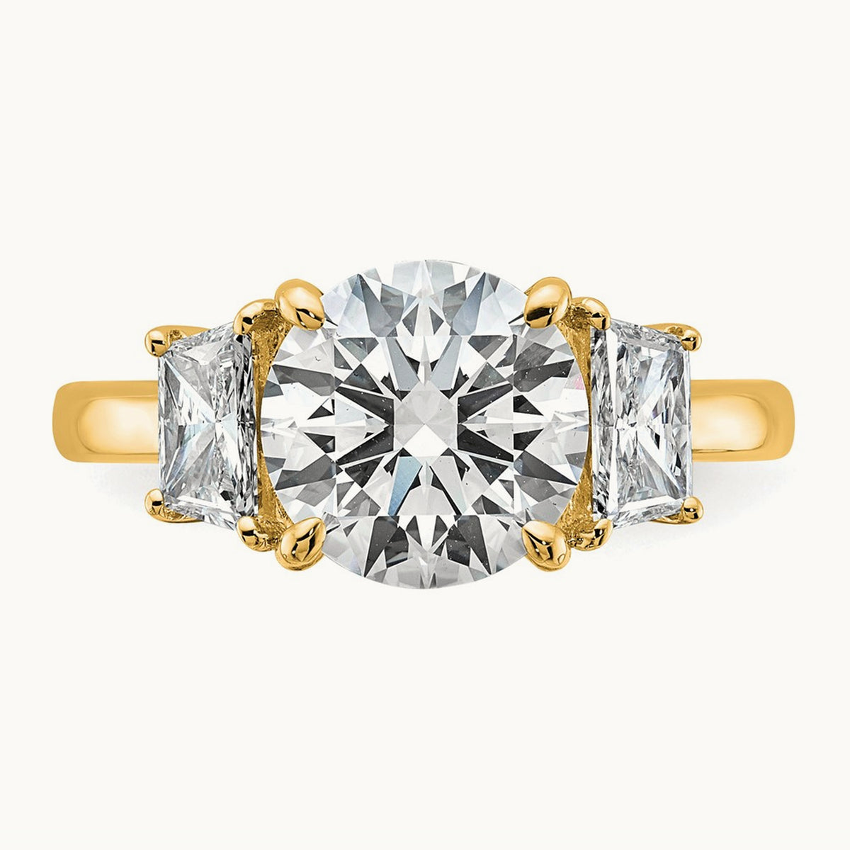 Trapezoid Sidestones Engagement Ring, 0.25-3.75 ct tw Lab-Grown Diamond — 3 3/4 ct, VS (Best) · Certified, 14K Yellow Gold