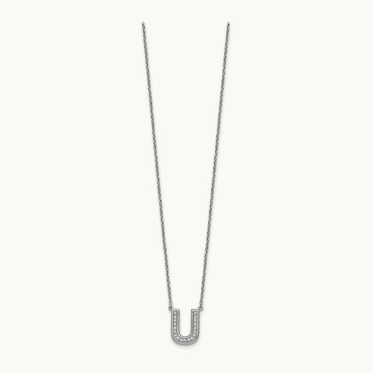 Initial U Necklace, 0.20 ct tw Lab-Grown Diamond