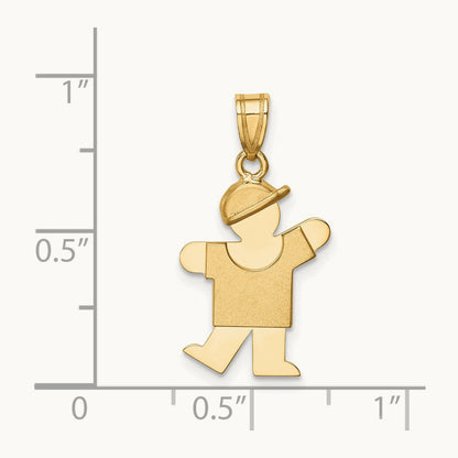 Solid Engravable Boy with Hat on Left Charm — 25mm