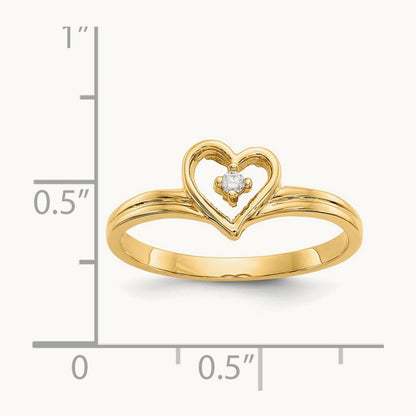 Polished AA Diamond heart ring, 14K