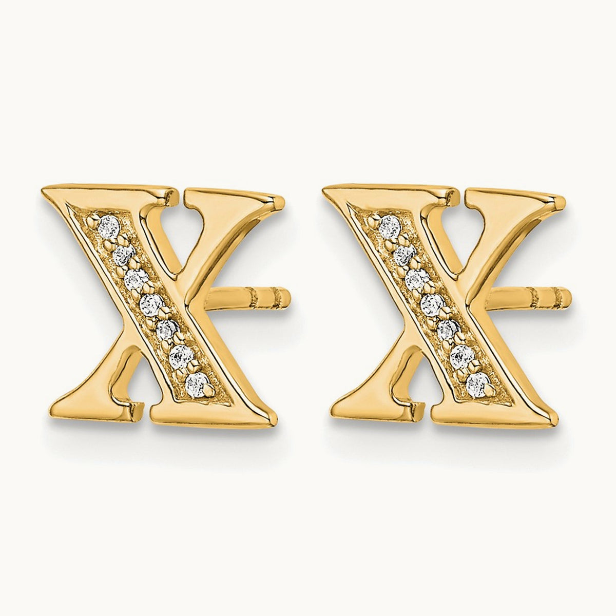 Diamond Earrings — 14K Yellow Gold, 8mm, X