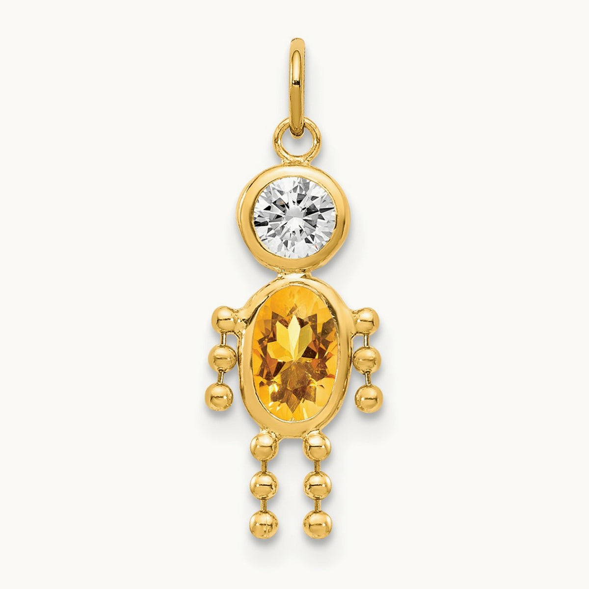 November Boy Birthstone Charm, 14K
