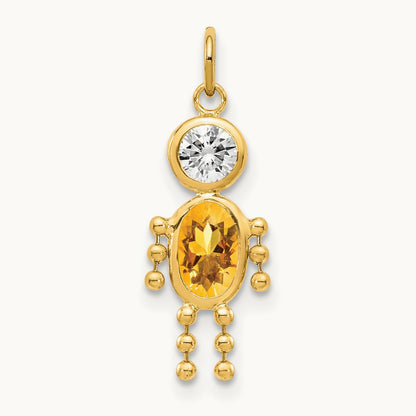 November Boy Birthstone Charm, 14K