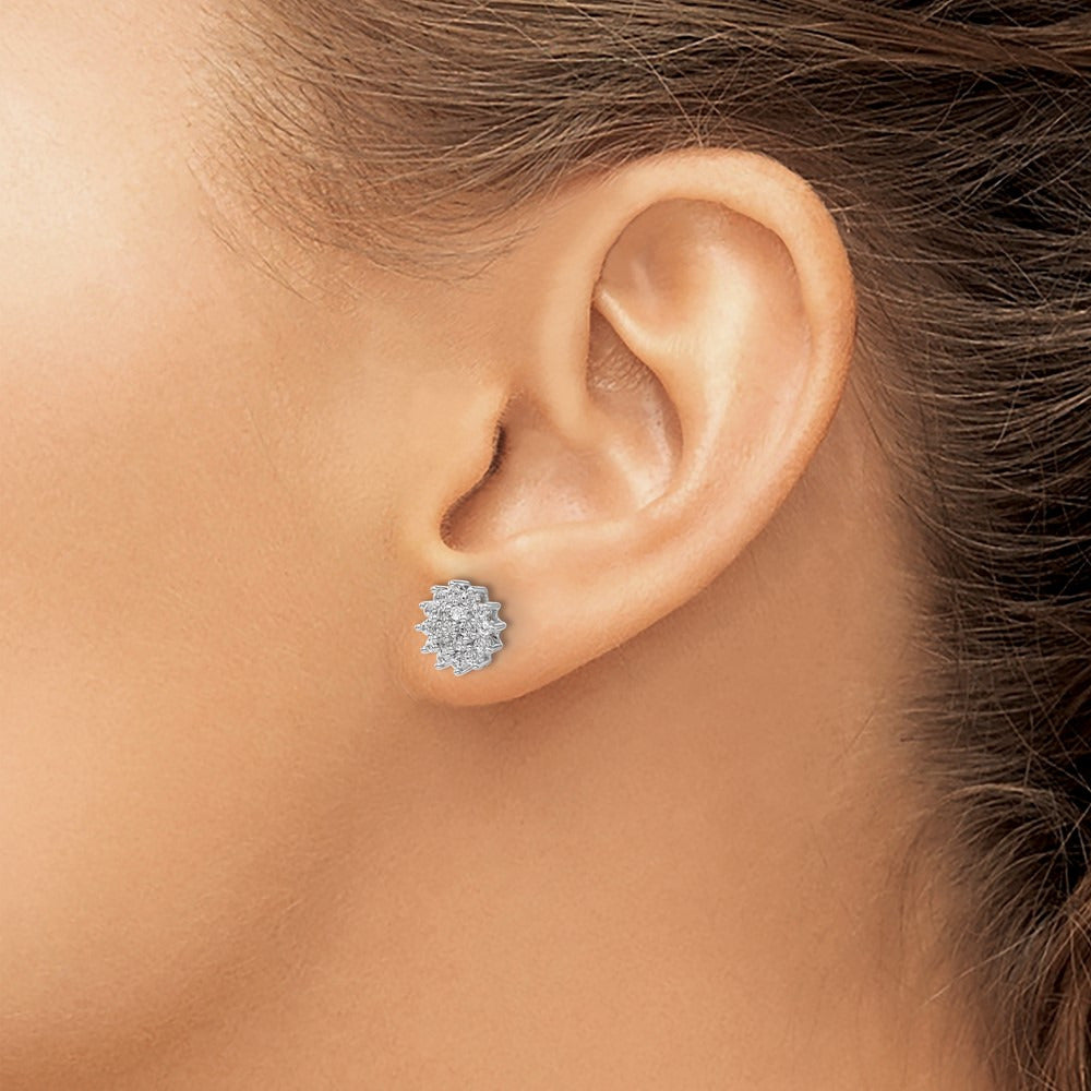 Cluster Post Earrings, 0.50 ct tw Lab-Grown Diamond — 14K White Gold
