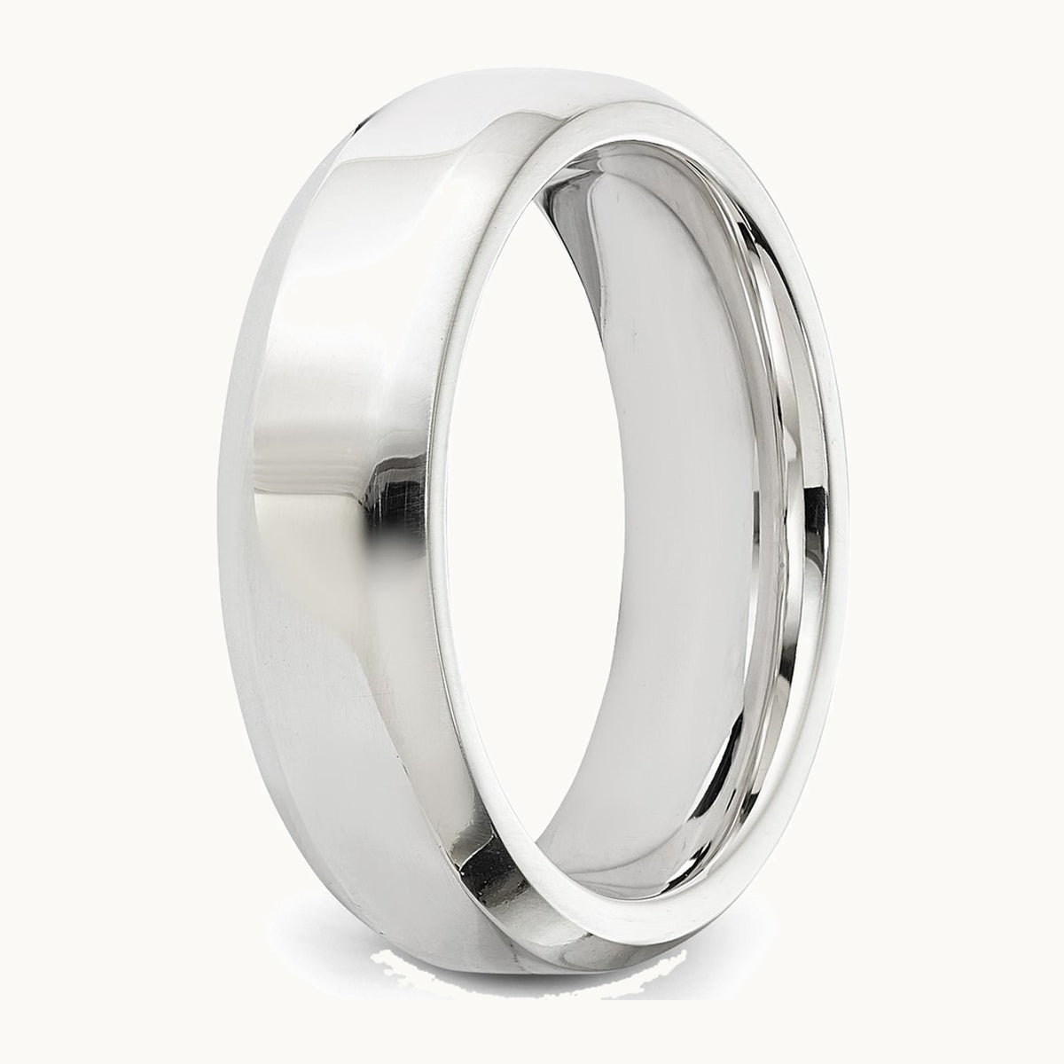 Sterling Silver 6mm Beveled Edge Band