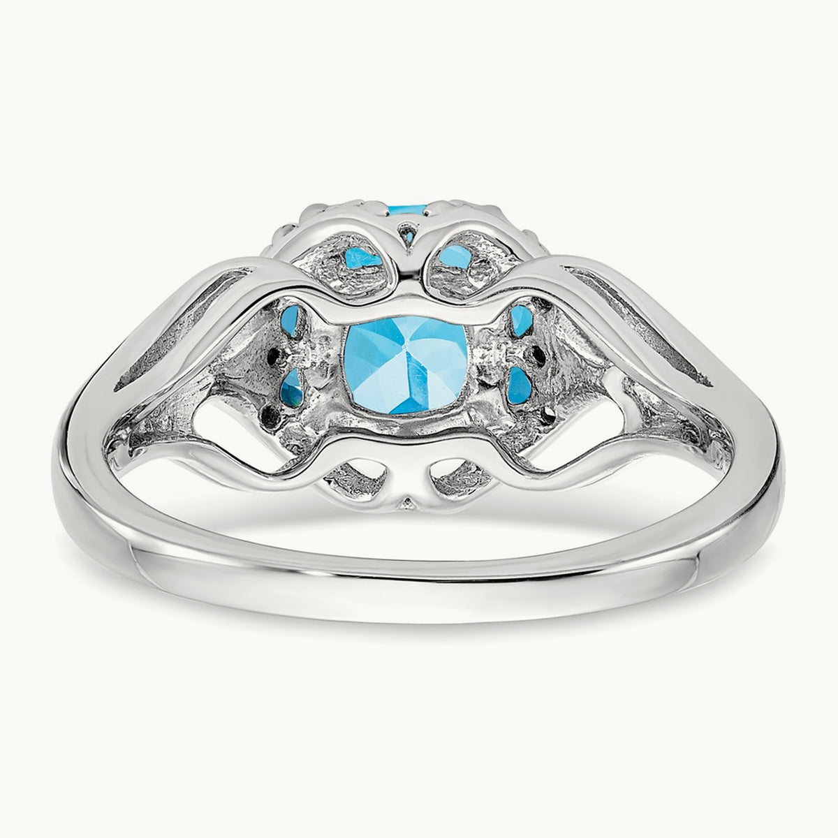 Blue Topaz and Diamond Ring, 14K White Gold