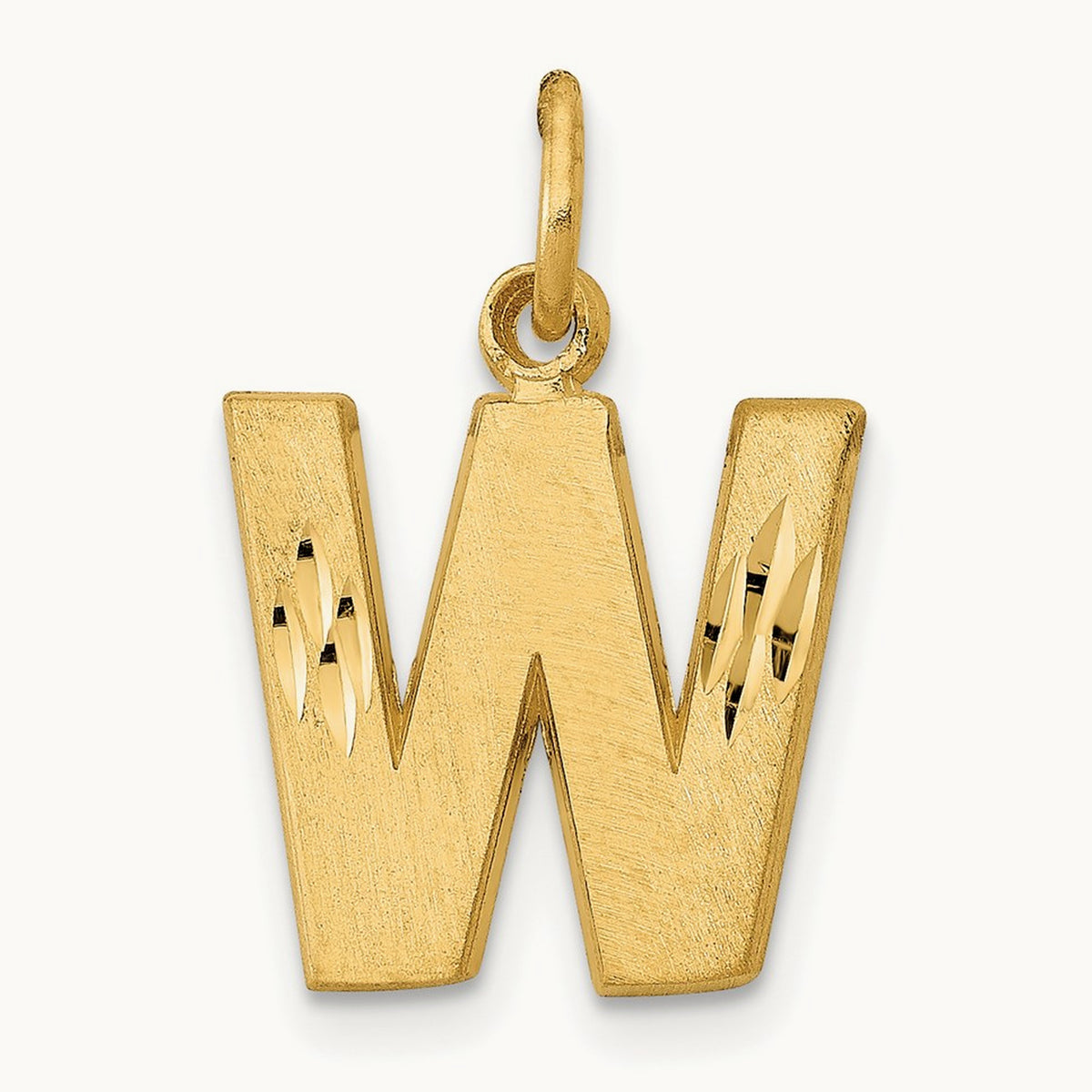 Satin Diamond-cut Initial Charm — 14K Yellow Gold, W