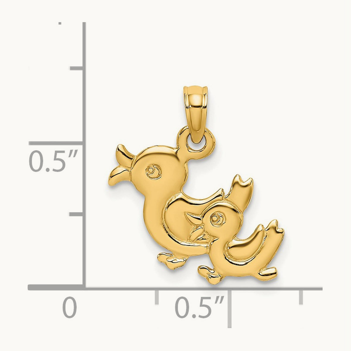 3-D Two Ducks Charm, 14K