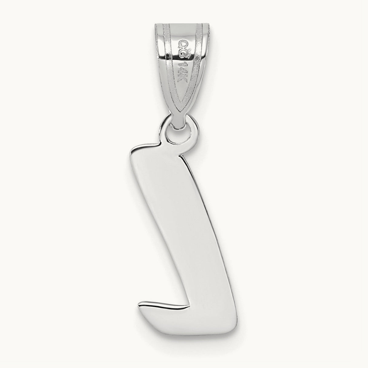Polished Script Initial Pendant — 14K White Gold, L