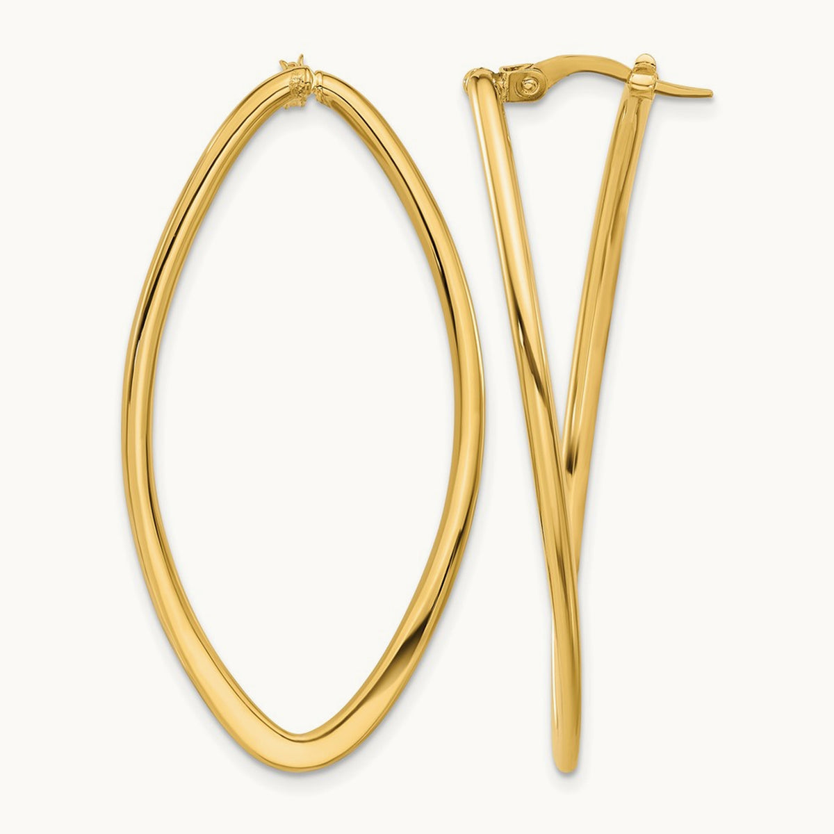 Polished Oval Hoop Earrings, 14K — Leslie's