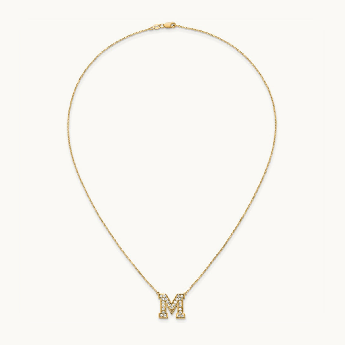 Initial Necklace — 14K Yellow Gold, M, 5/8 ct