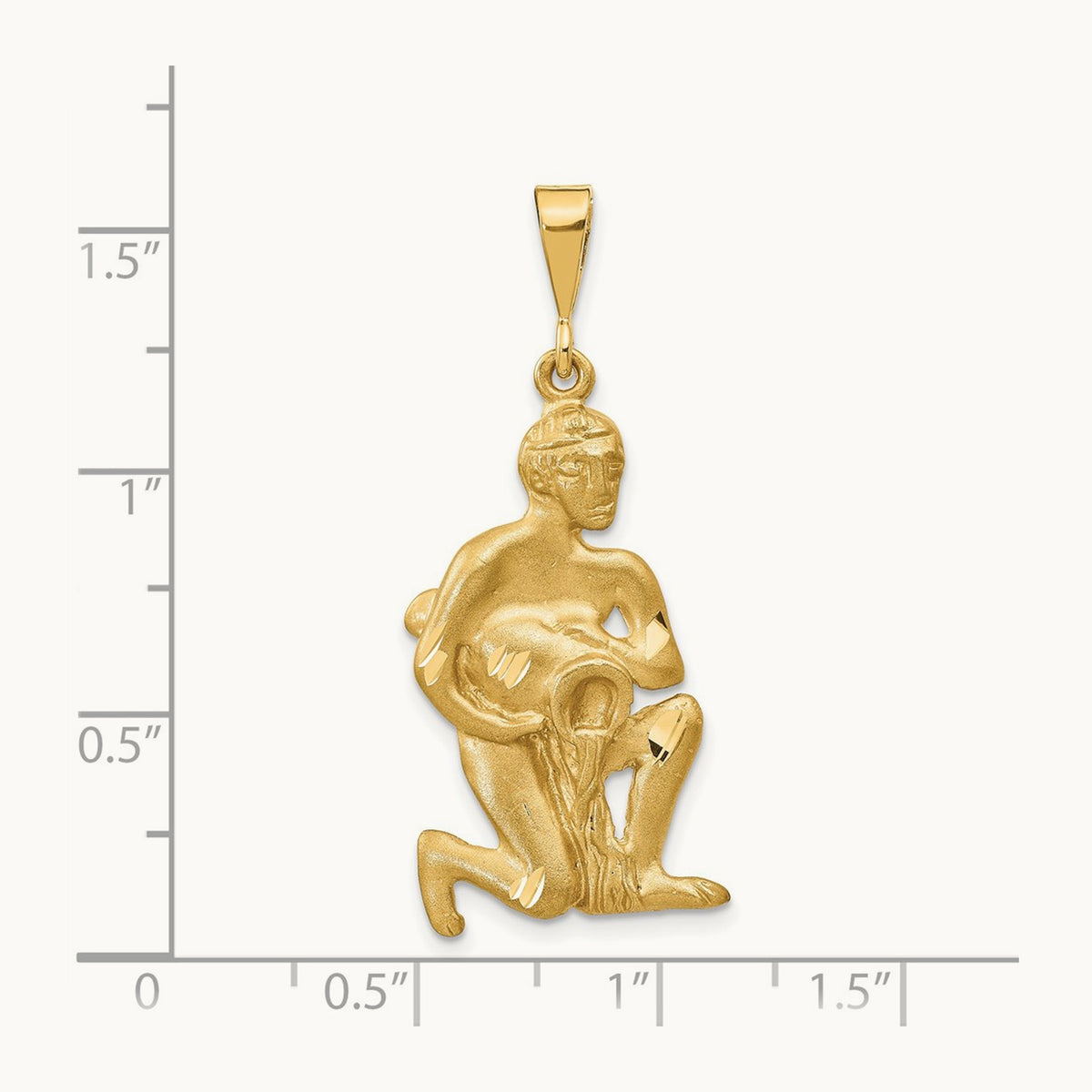 Satin Diamond-cut Aquarius Zodiac Charm — 40mm