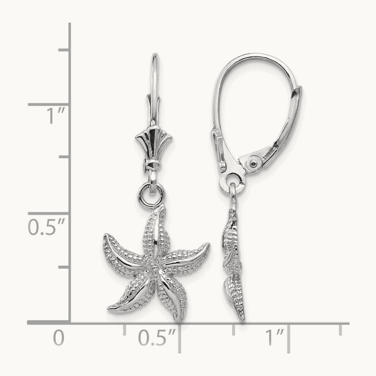 Starfish Leverback Earrings — 14K White Gold