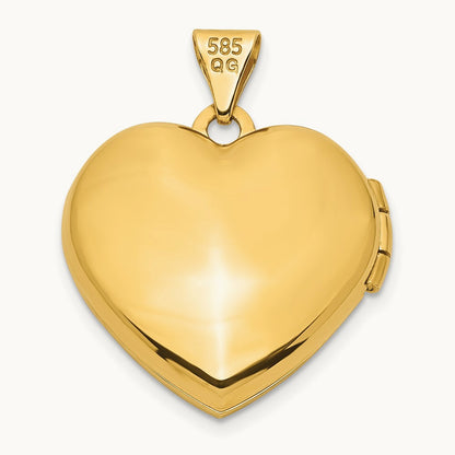 Brushed with Beaded Edge Heart Locket — 14K Yellow Gold