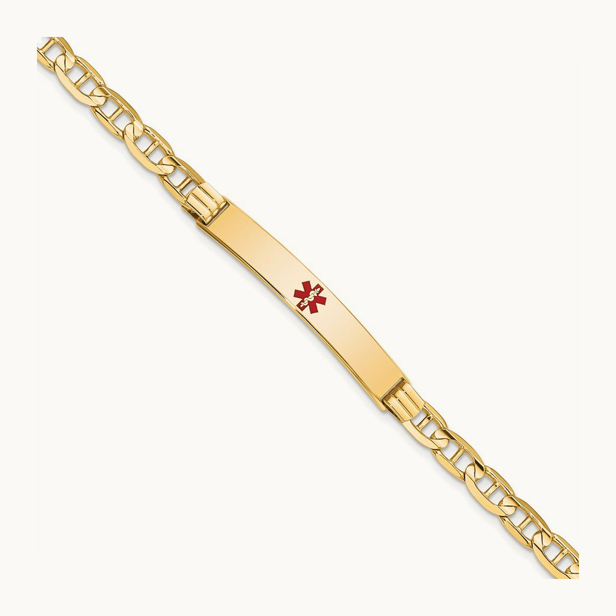 Medical Red Enamel Anchor ID Bracelet — 8mm