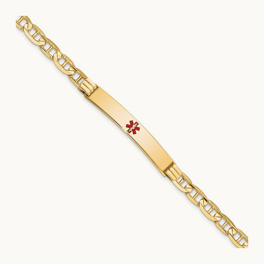 Medical Red Enamel Anchor ID Bracelet — 8mm