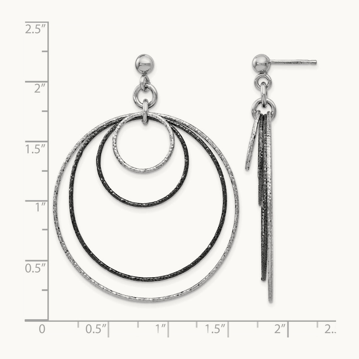 SS and Ruthenium Plated D/C Post Hoop Earrings — Leslie's
