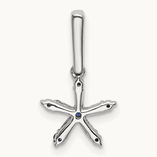 Blue Sapphire and Diamond Star Pendant, 14K White Gold