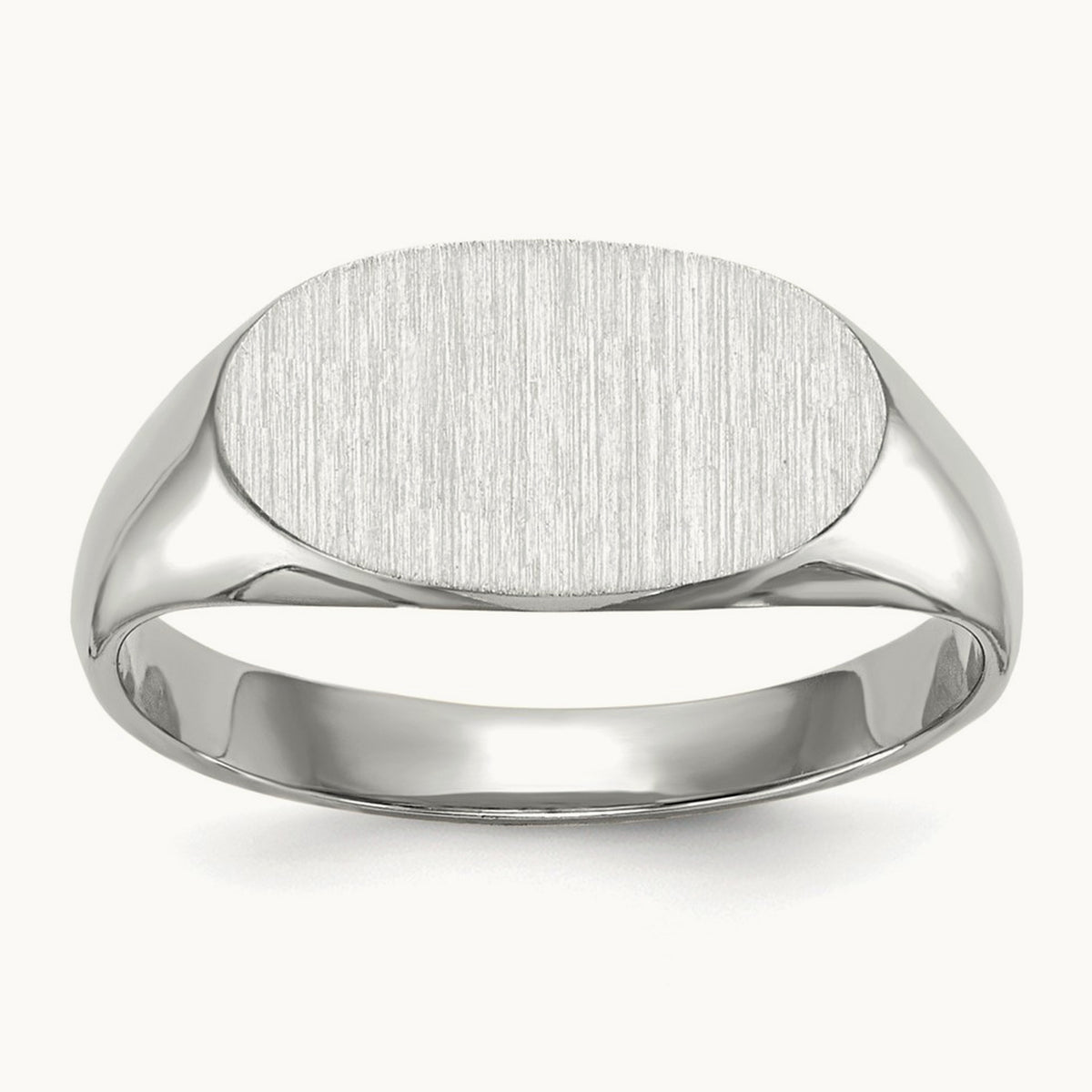 12.0x6. Closed Back Signet Ring, 5mm, 14K White Gold