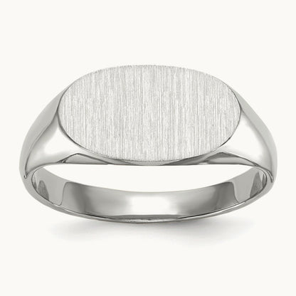 12.0x6. Closed Back Signet Ring, 5mm, 14K White Gold