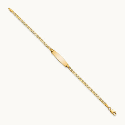 Soft Diamond Shape Flat Anchor Link ID Bracelet, 14K